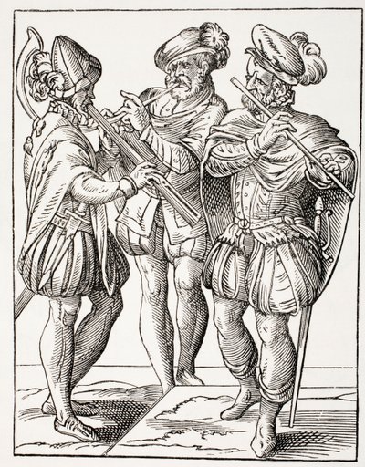 German musicians playing variations of the flute, from 